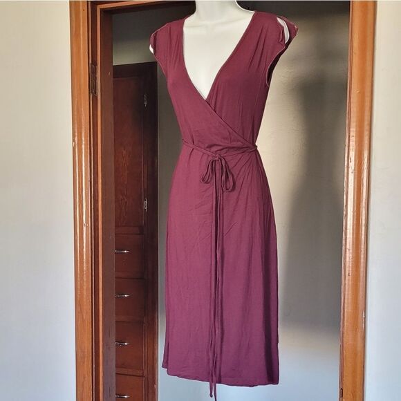 J. Crew Burgundy Wrap Dress Flutter Sleeve XS - Picture 6 of 6
